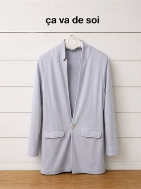 ÇA VA DE SOI Pale Blue-Grey Cotton Blazer - Size L